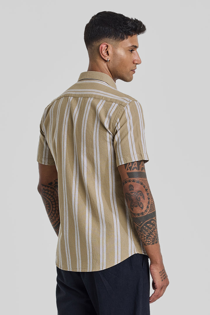 Beige Stripes Linen Shirt