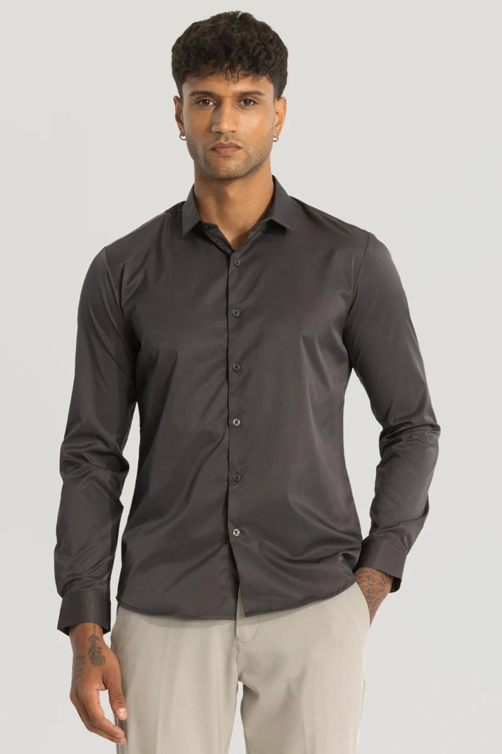 Grey Slim Fit Stretch Shirt