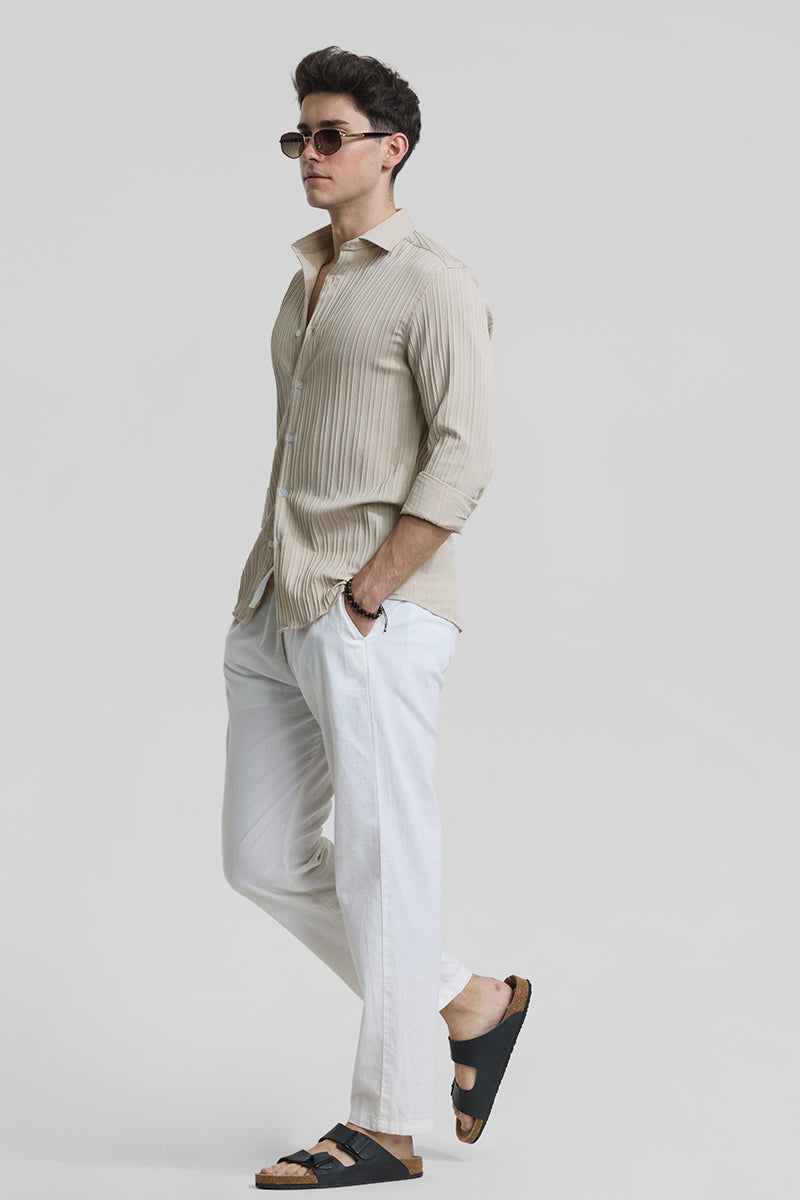 Beige Stripes Slim Fit Shirt