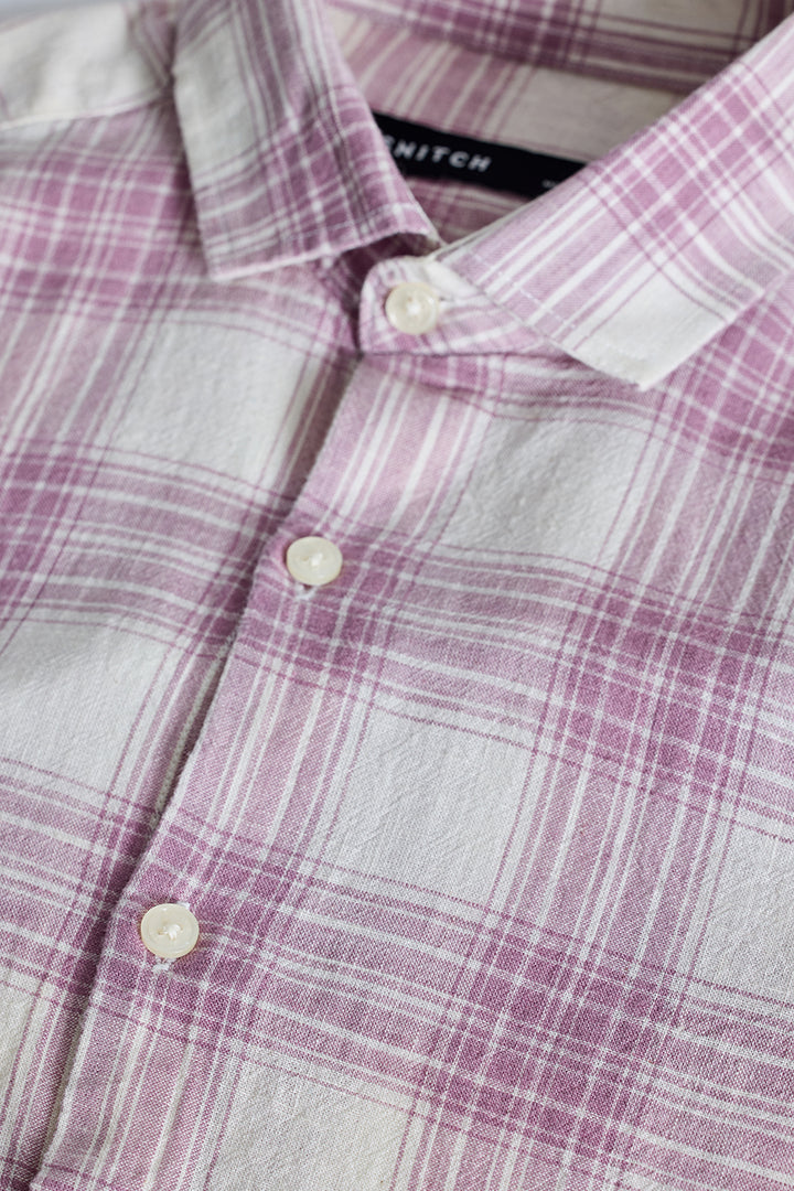 Lilac Checks Linen Blend Shirt