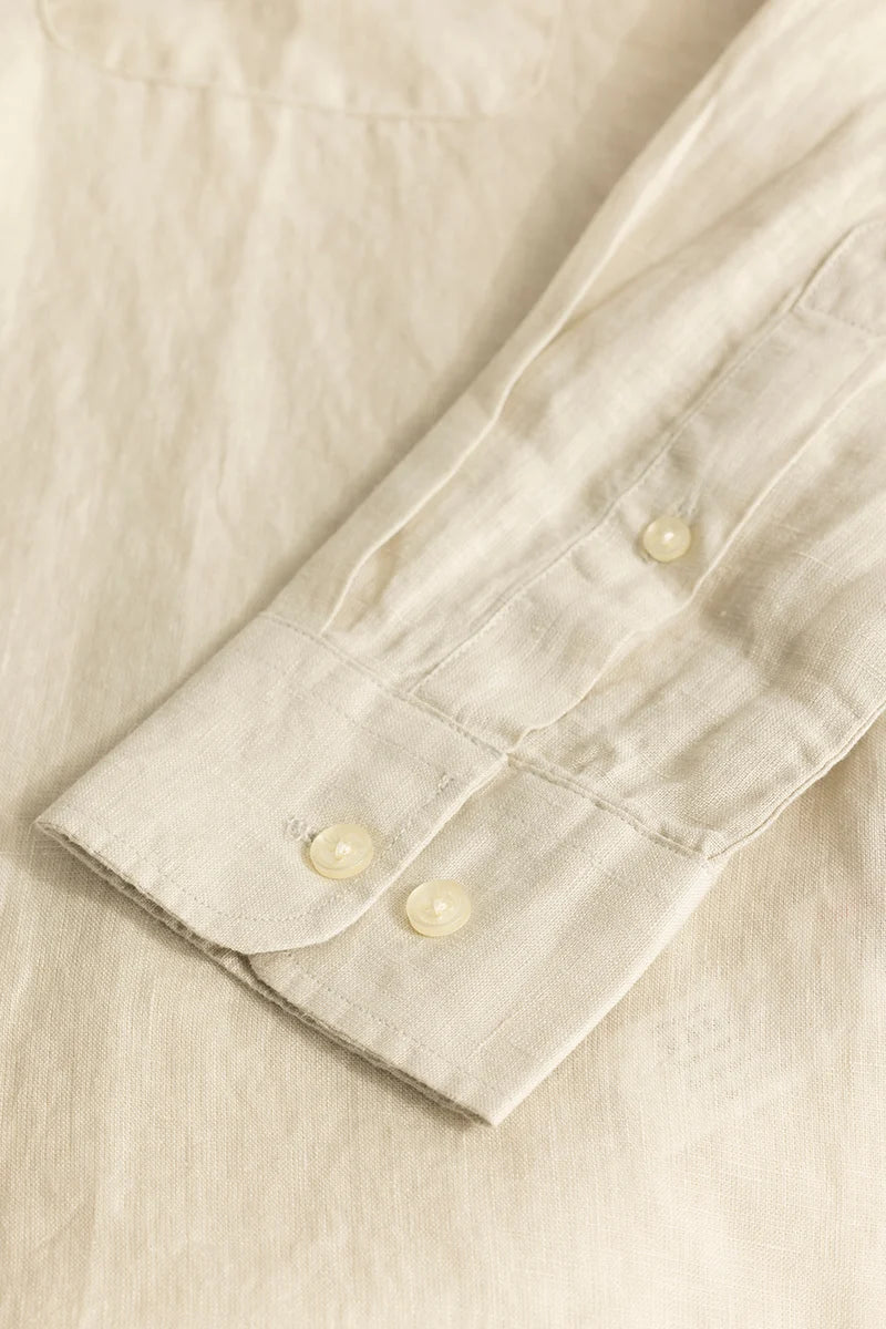 Elementary Cream Plain Pure Linen Shirt