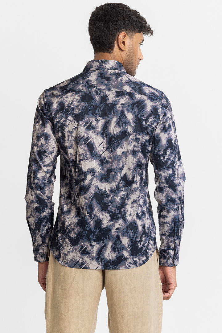 Navy Textured Abstract Shirt