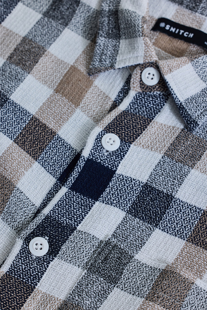 Navy Box Fit Gingham Shirt