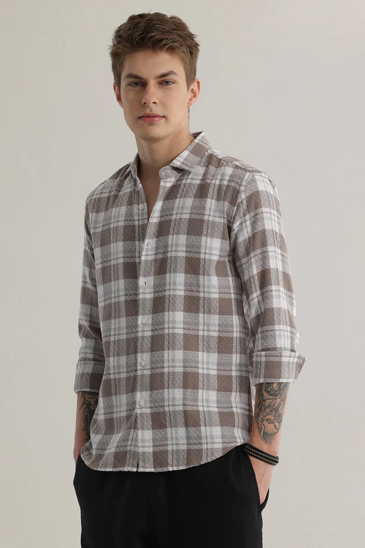 Plaided Brown Check Shirt