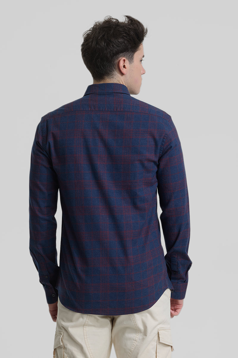 Navy Checks Slim Fit Shirt