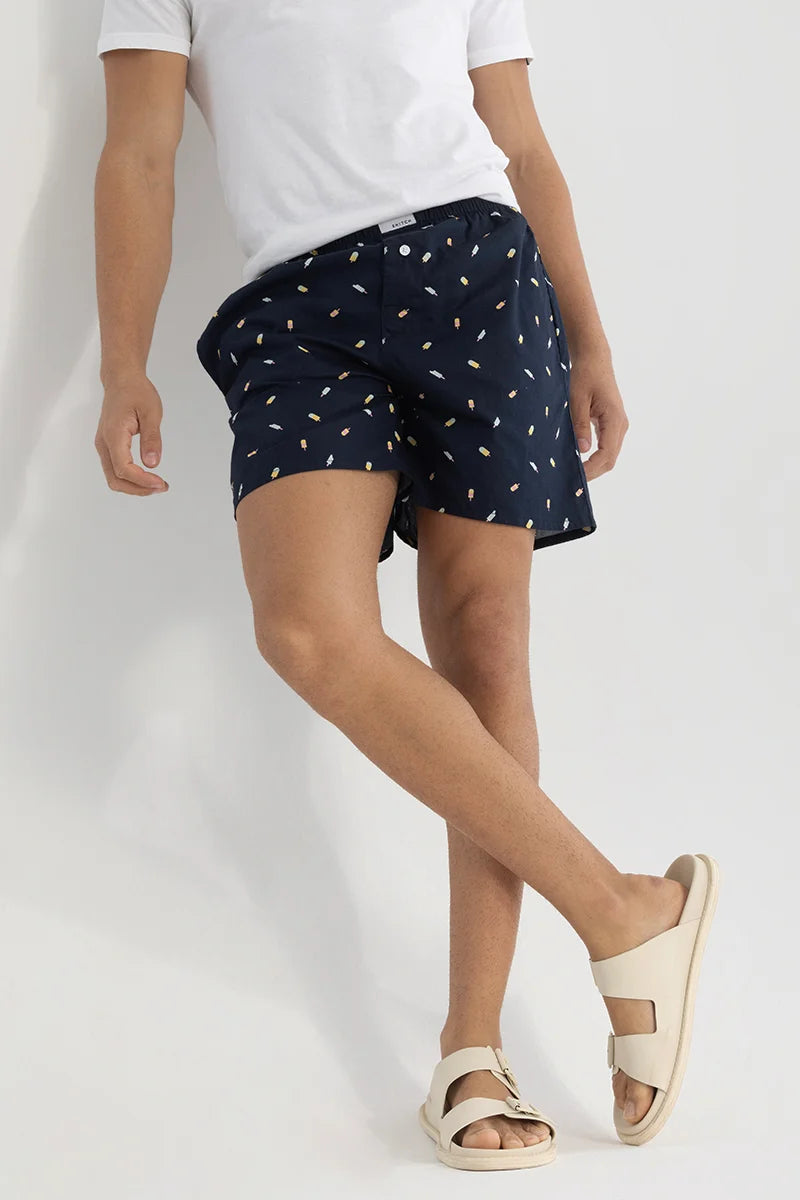 Navy Printed Boxers