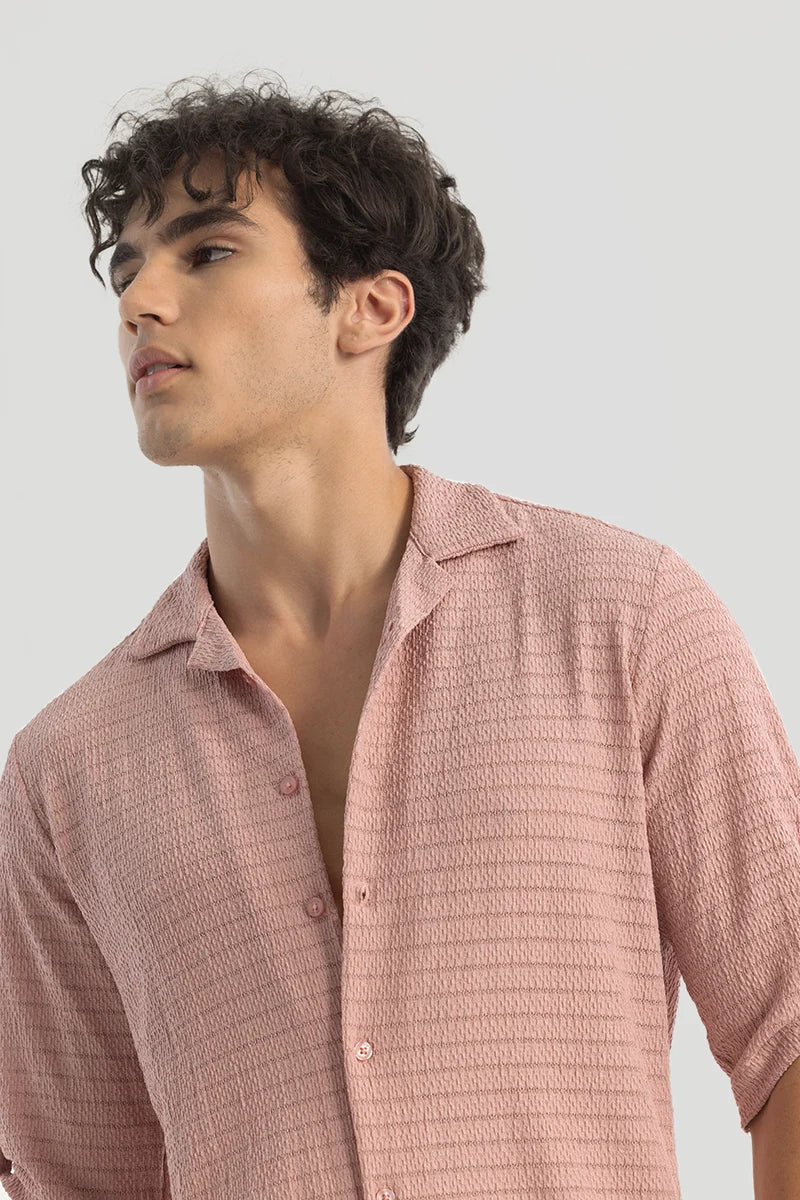 Pink Self-Design Cuban Shirt