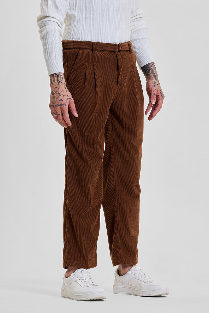 Brown Corduroy Relaxed Fit Trousers