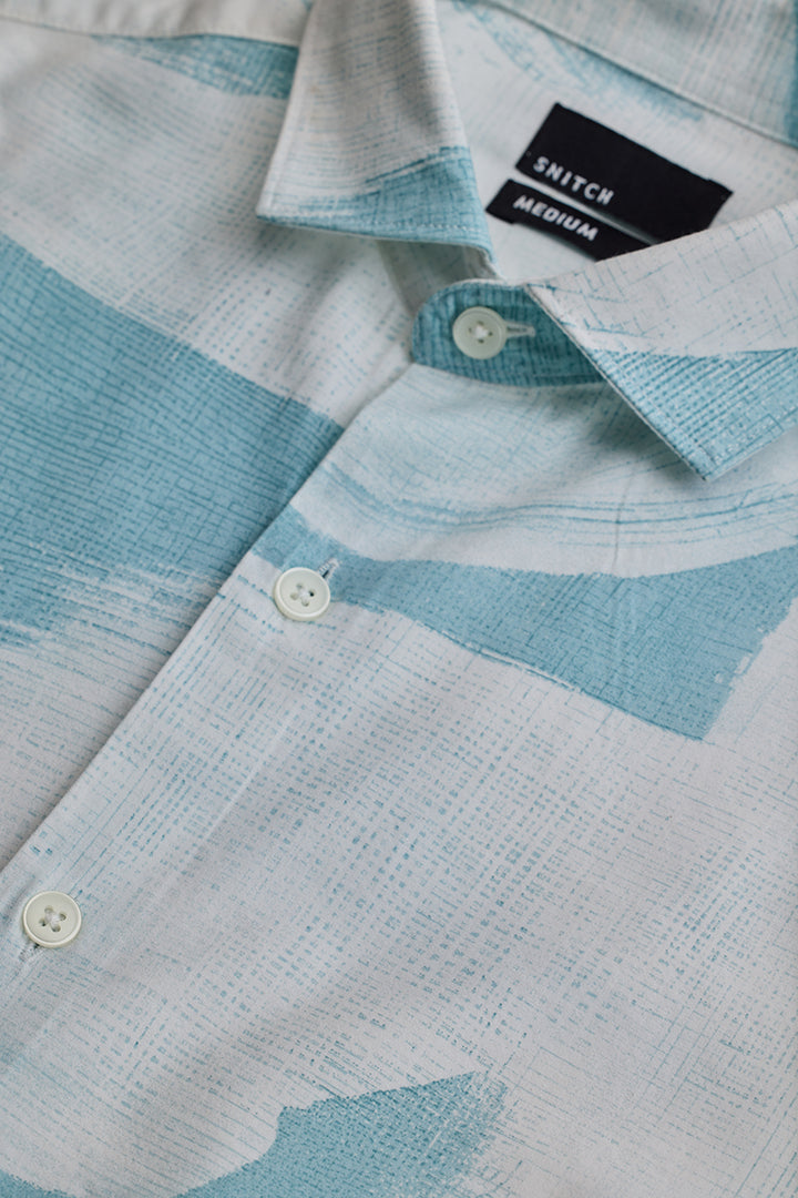 Light Blue Abstract Slim Fit Shirt