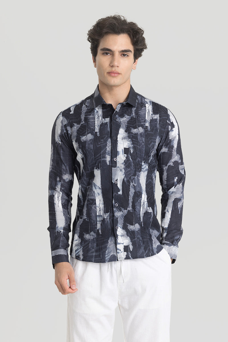 Navy Textured Abstract Shirt