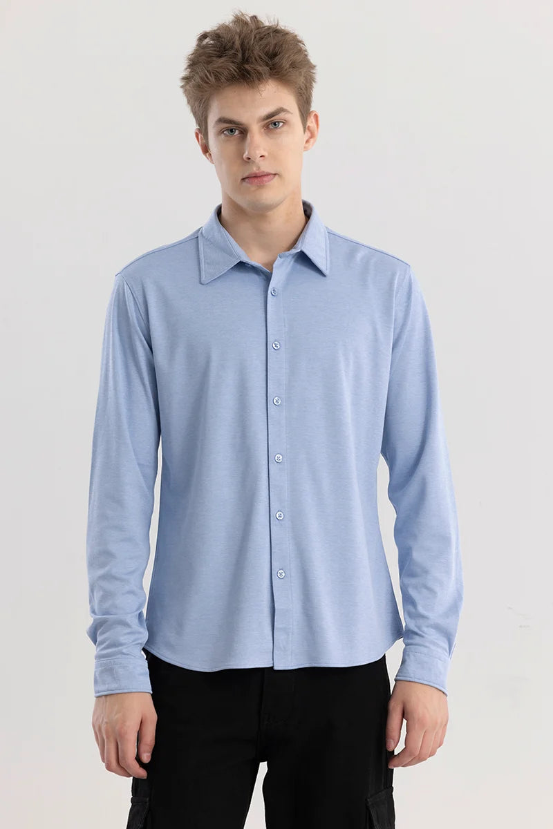 CollarEase Blue Plain Shirt