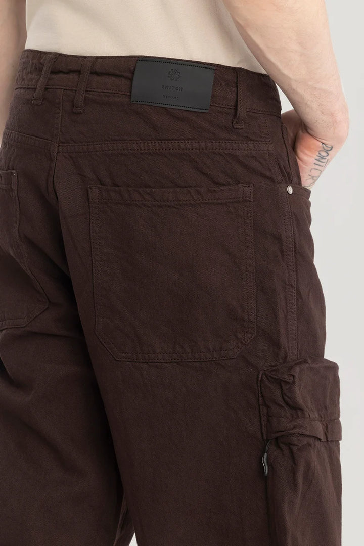 Pockeflex Brown Baggy Cargo Jeans