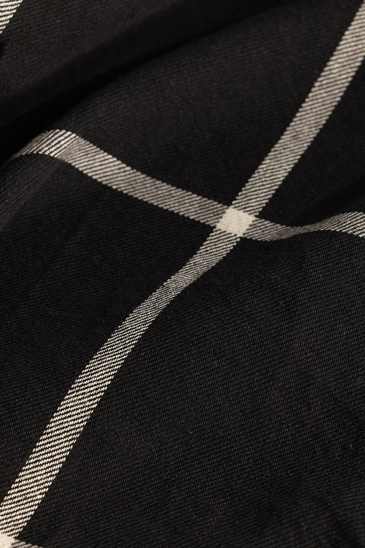 Black Slim Fit Checks Shirt