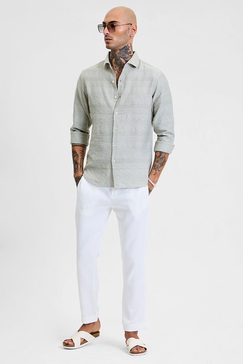 Sage Self-Design Slim Fit Shirt