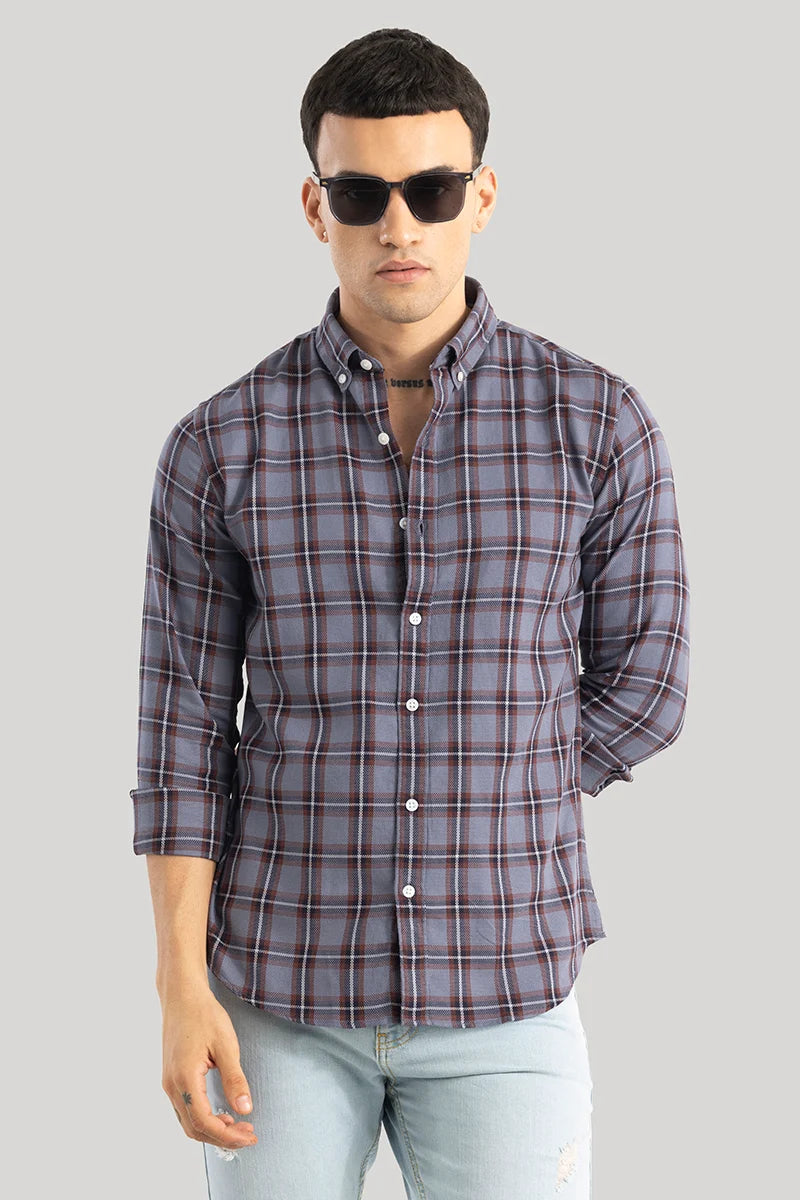 Fleur Greyish Blue Checks Shirts