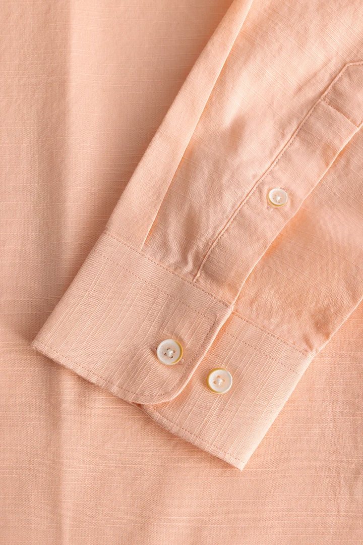 Mandarique Peach Linen Blend Shirt