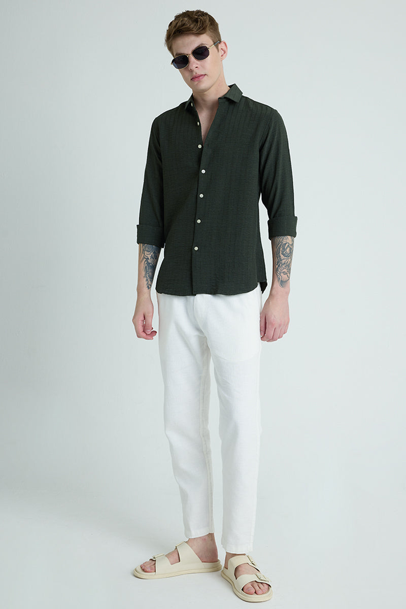 Olive Self Stripe Shirt