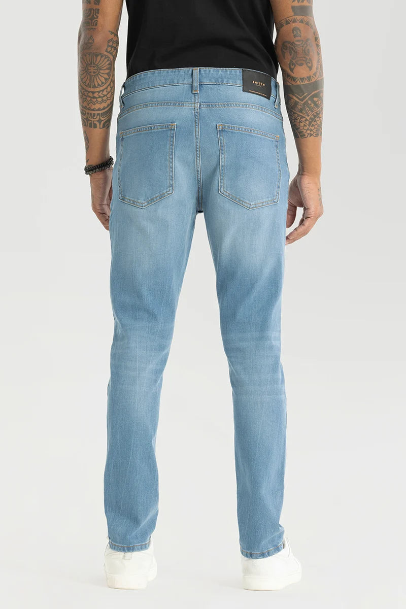 Slick Sky Blue Plain Slim Fit Jeans