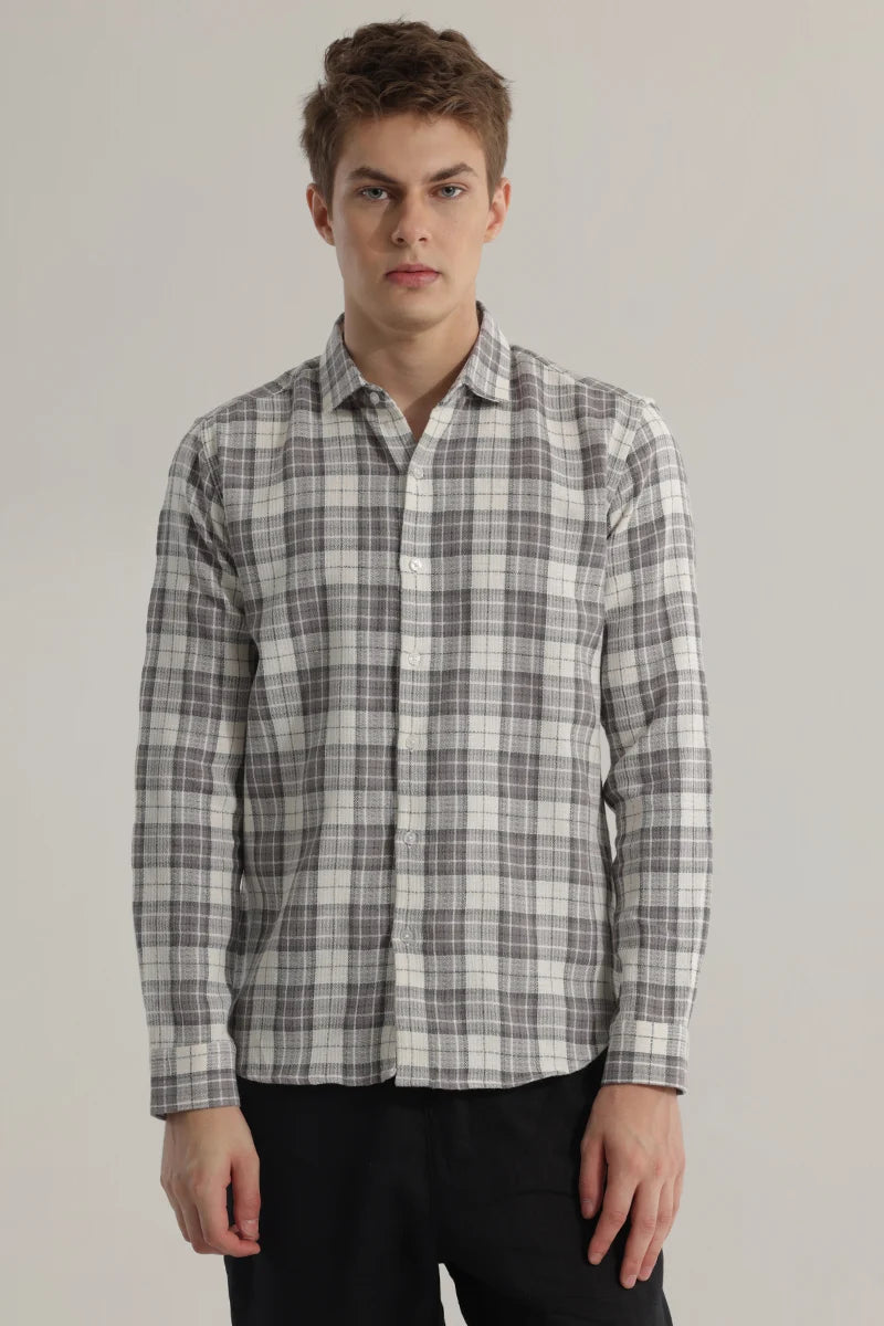 Plaided Grey Check Shirt