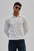 White Self-Design Polo T-Shirt