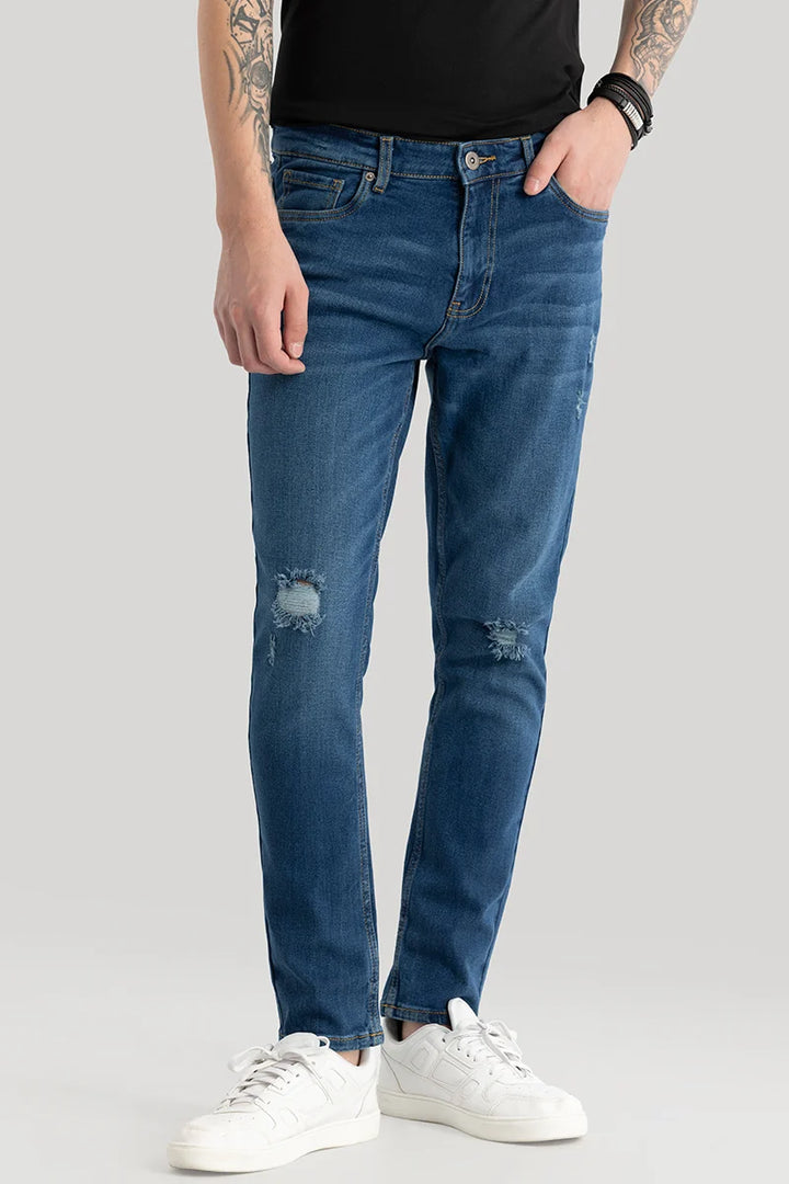 Pascaline Dark Blue Distressed Slim Fit Jeans