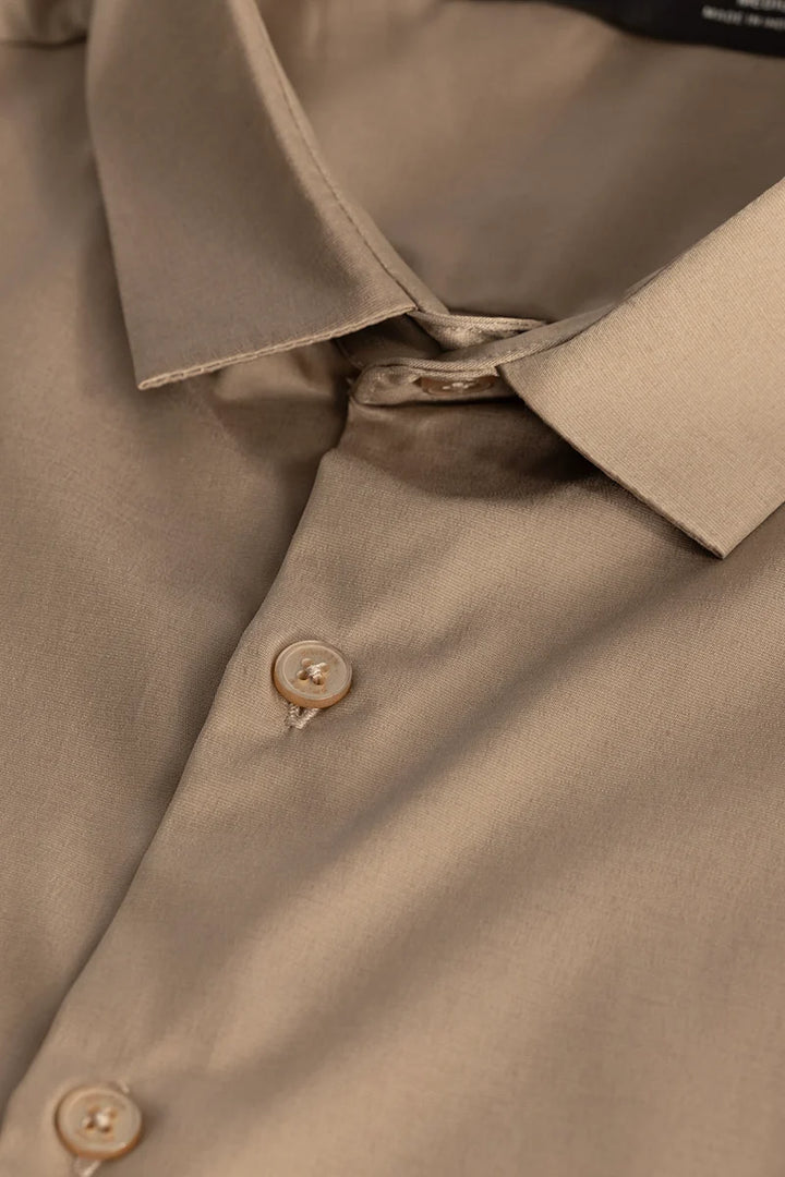 Beige Slim Fit Stretch Shirt