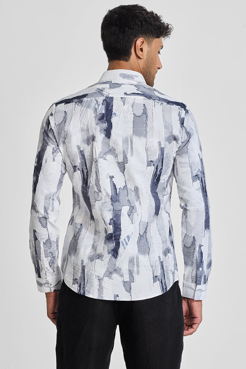 Blue Abstract Slim Fit Shirt