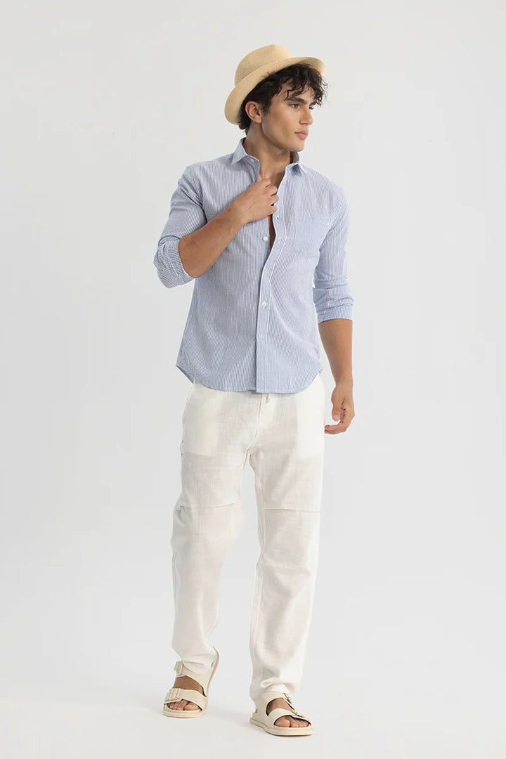 Blue Slim Fit Stripes Shirt