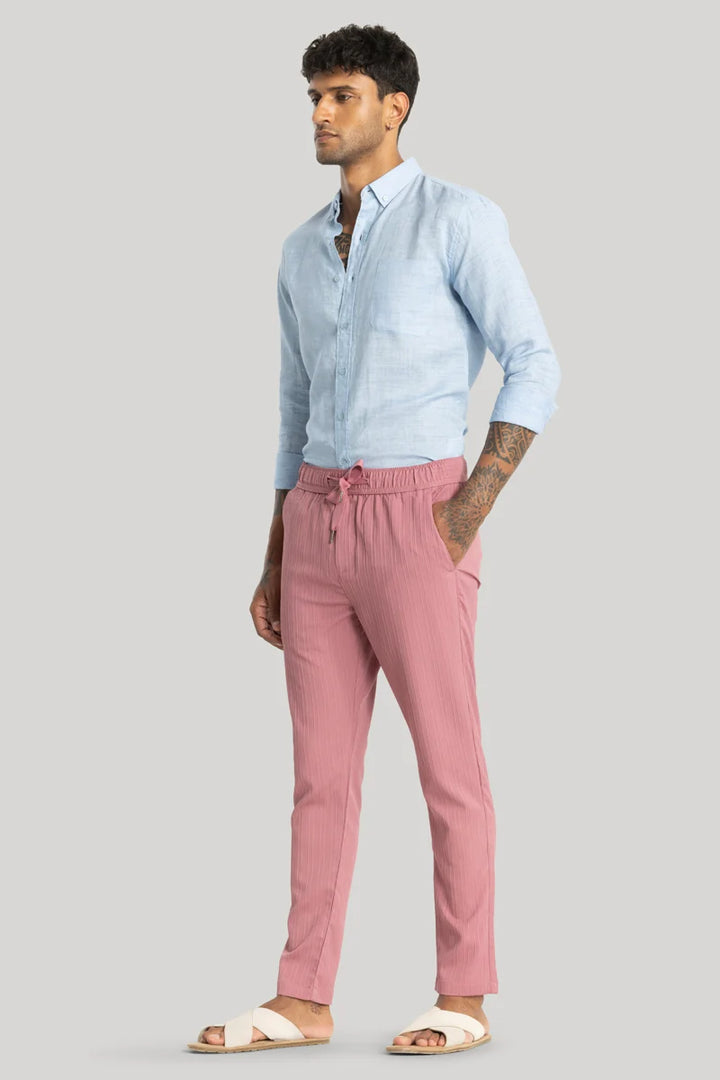 Harbor Pink Stripes Slim Fit Trousers