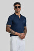 Navy Textured Polo T-Shirt