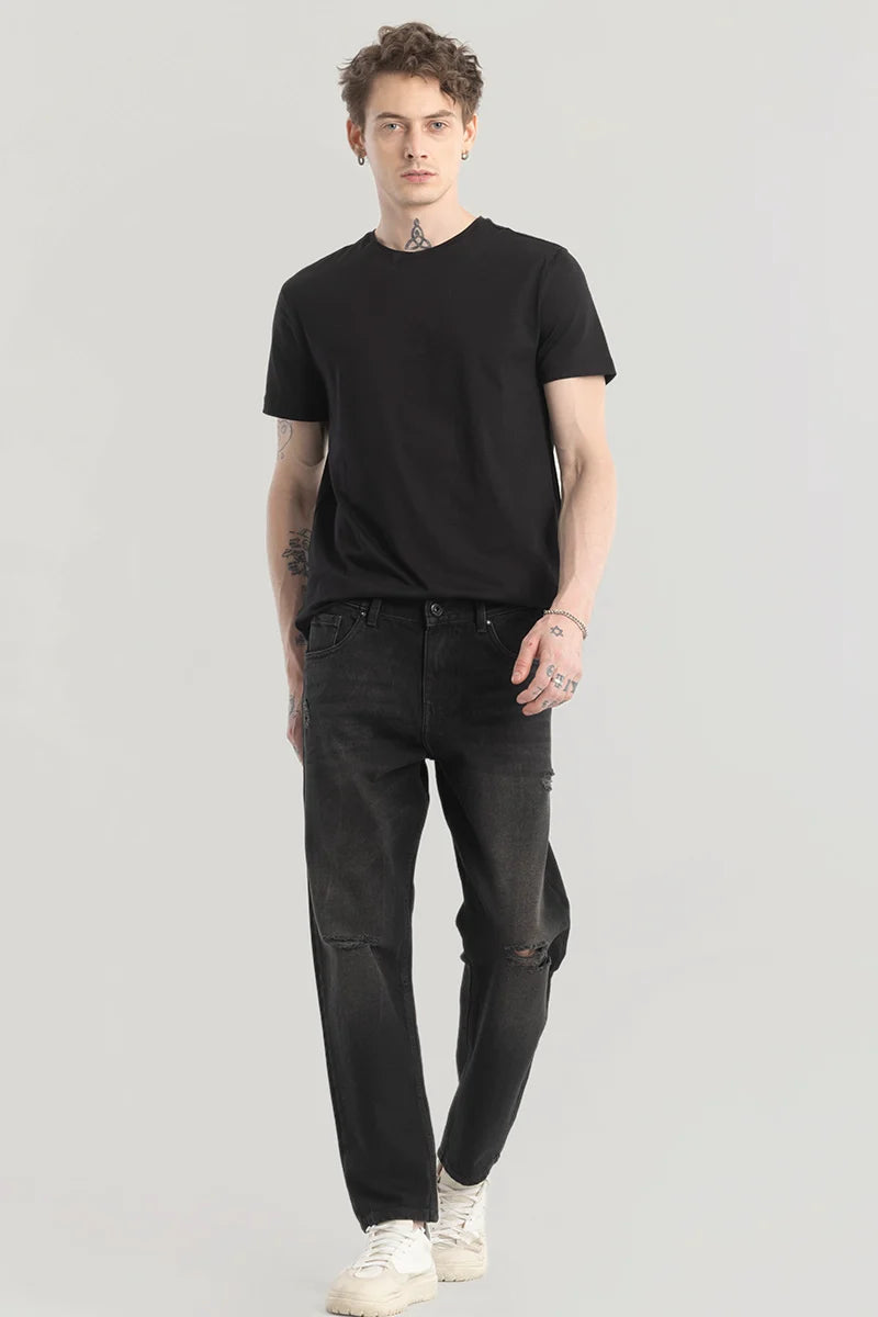 Rosal Black Plain Baggy Fit Jeans