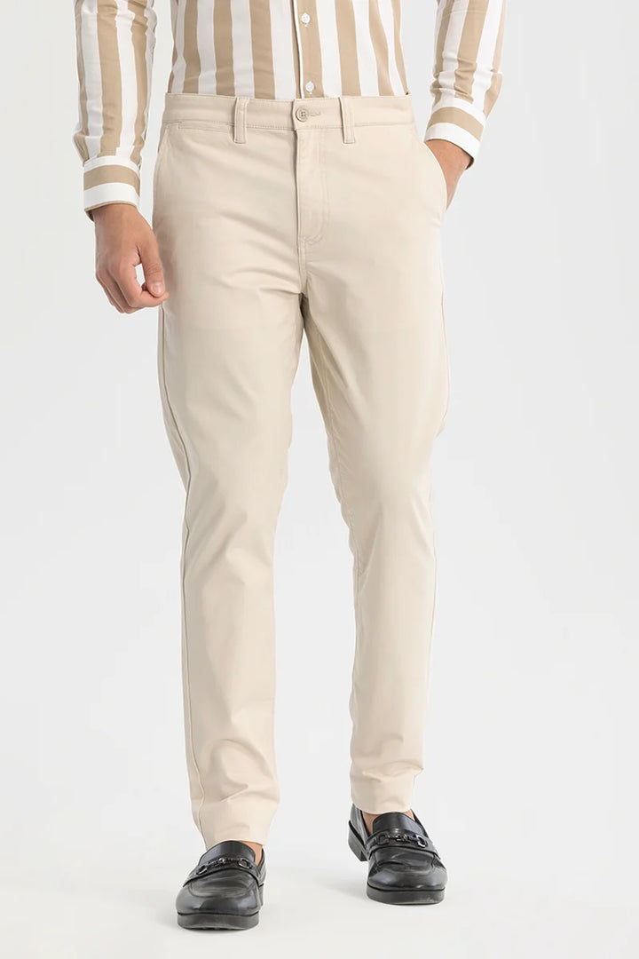 Cream Slim Fit Chinos