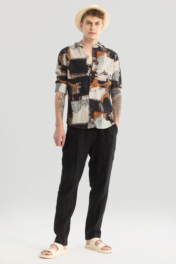 Brown Textured Abstract Shirt