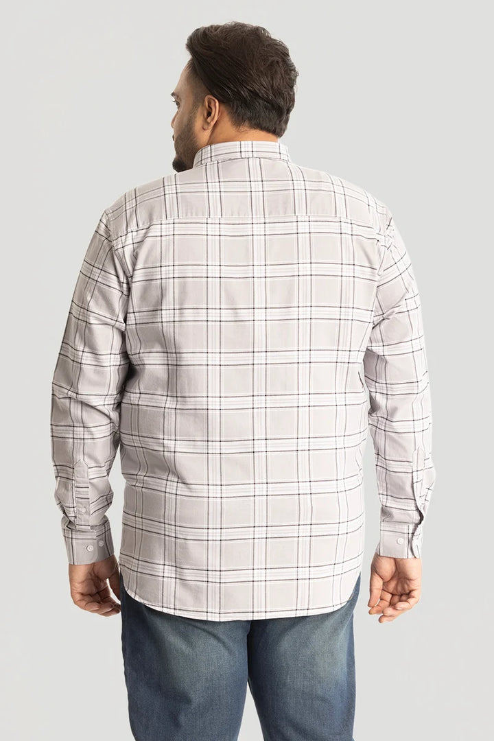 Light Grey Oxford Checks Plus Size Shirt