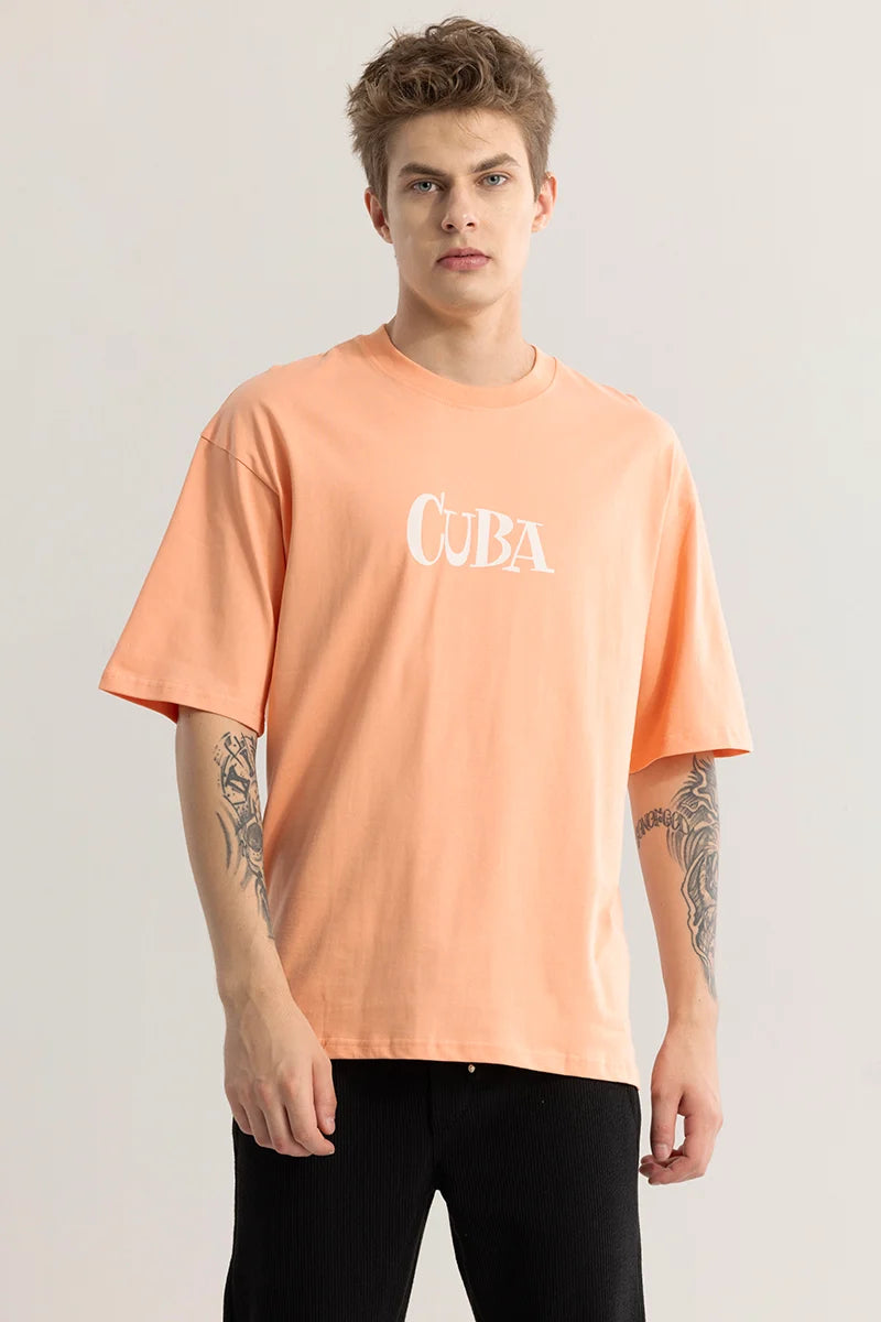 RhythmoVibe Peach Oversized T-Shirt