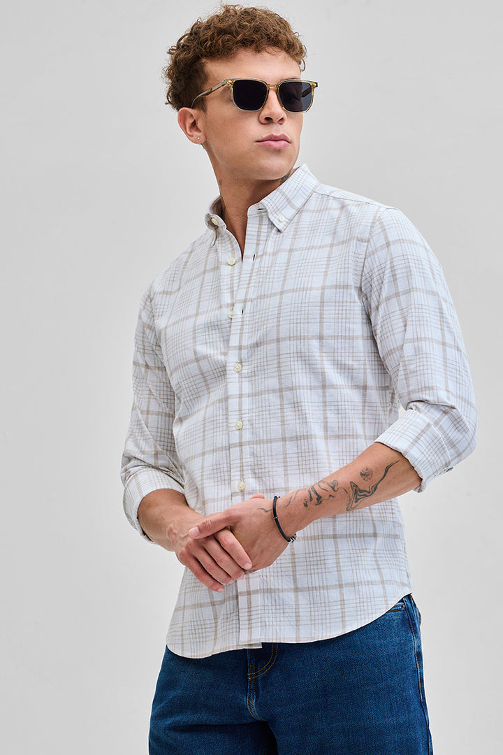 Beige Checks Oxford Shirt