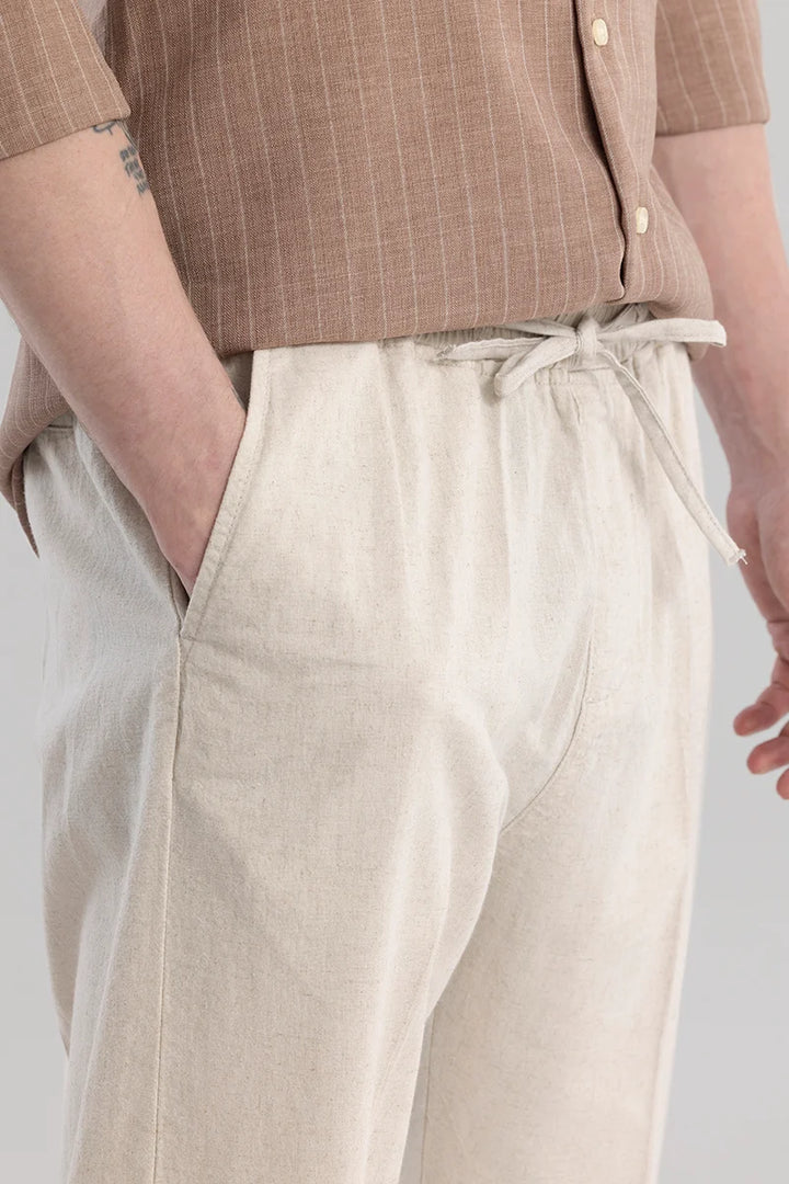 Wafty Beige Linen Trousers