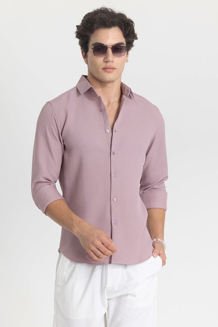 Mauve Slim Fit Textured Shirt