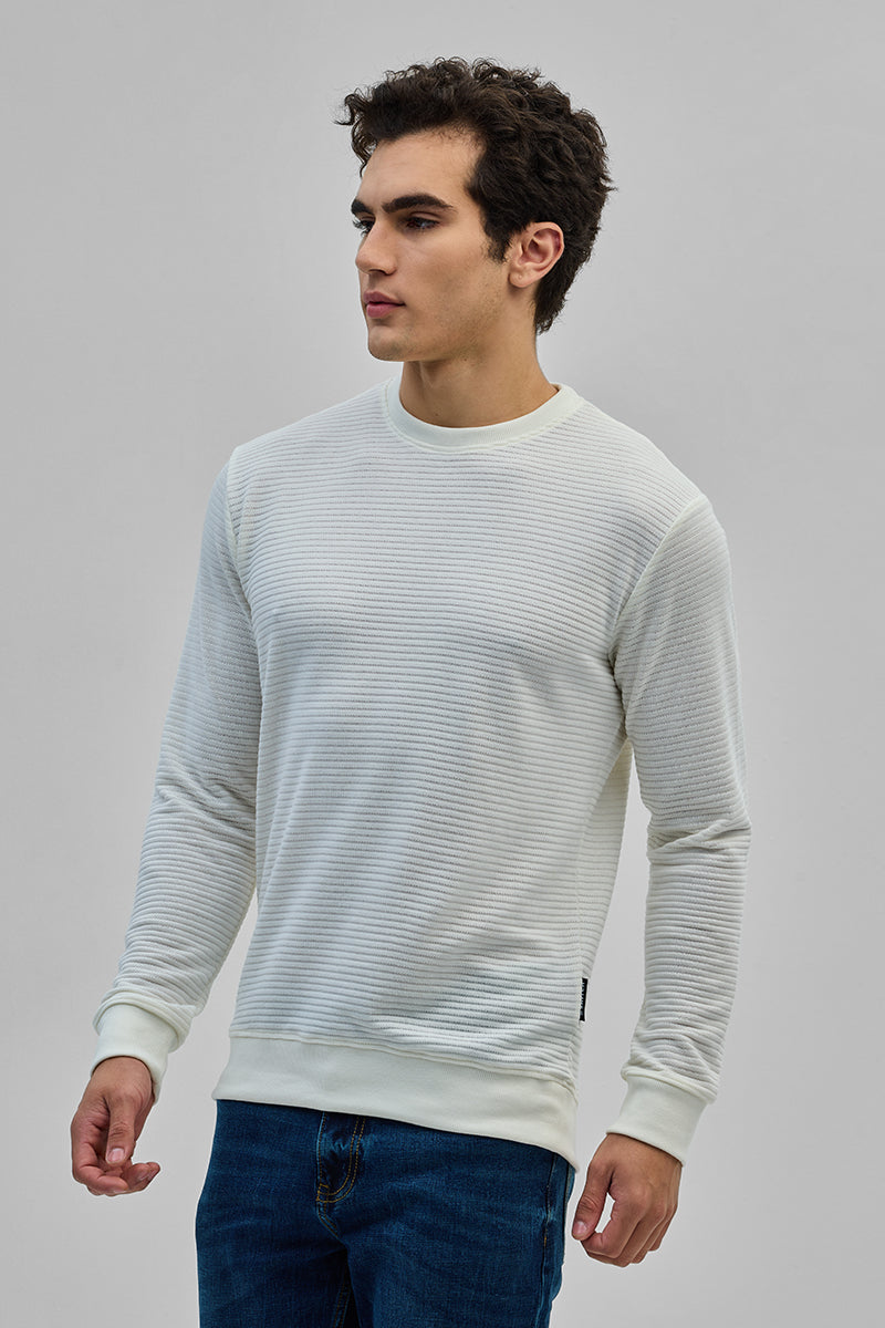 White Textured Sweatshirt