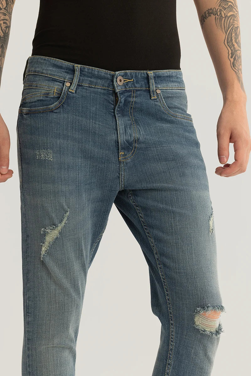 Horizon Blue Distressed Skinny Fit Jeans