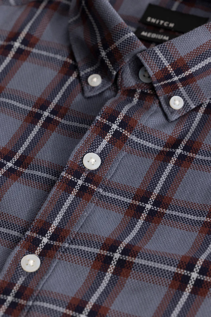 Fleur Greyish Blue Checks Shirts