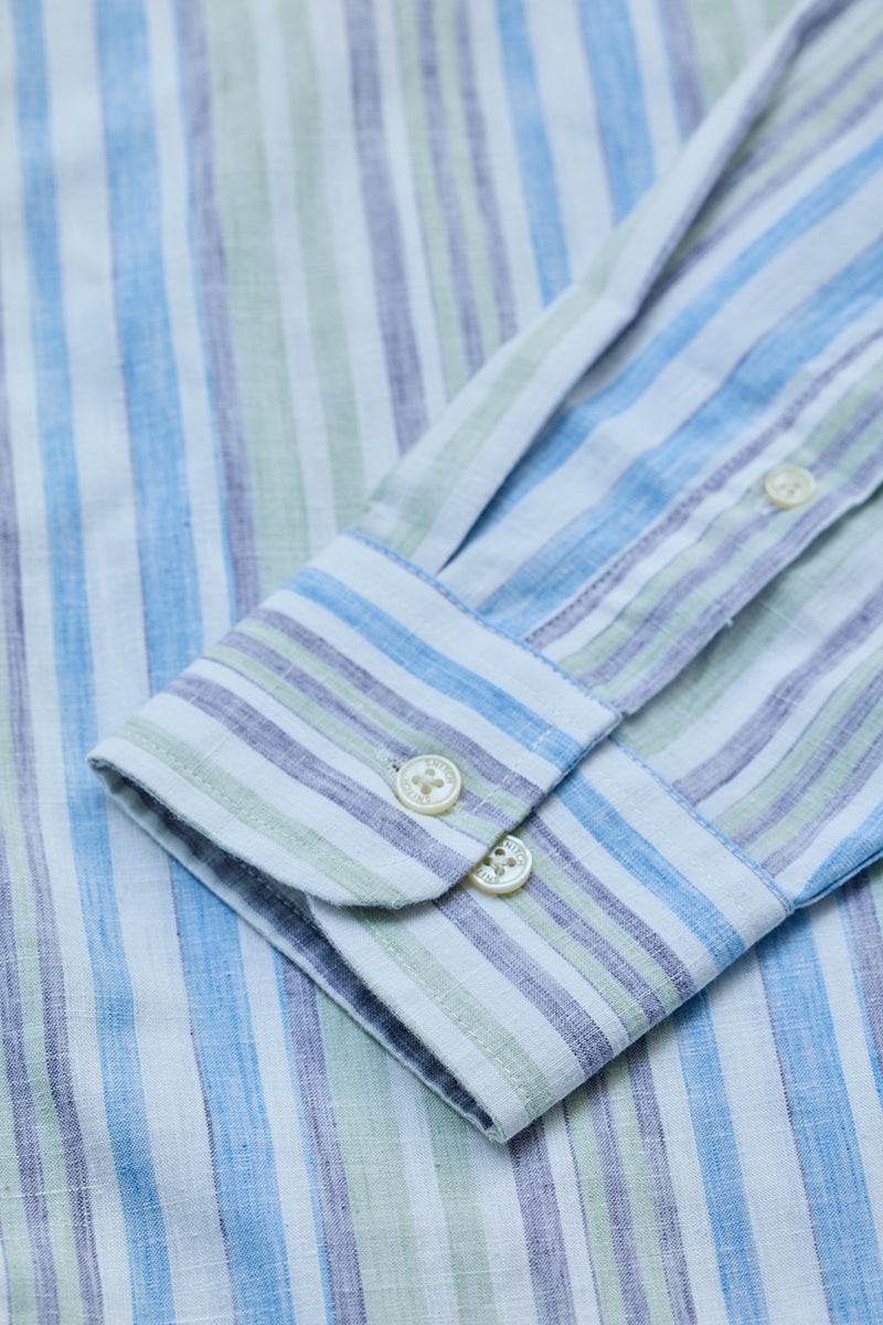 Light Green Stripes Slim Fit Shirt