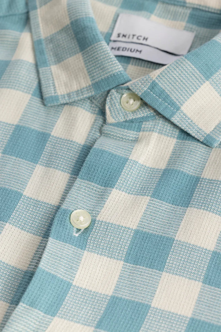 Elysium Ocean Blue Linen Checks Shirt