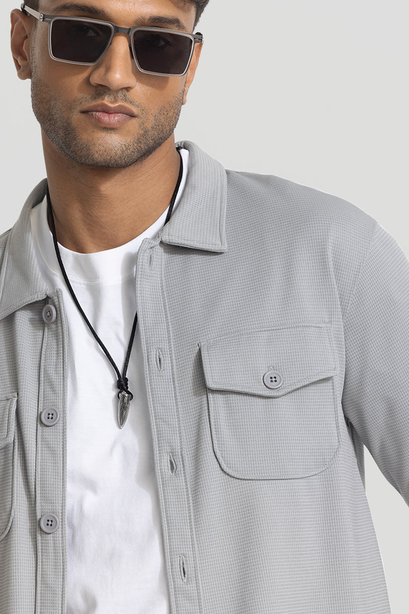 Light Grey Grid Checks Overshirt