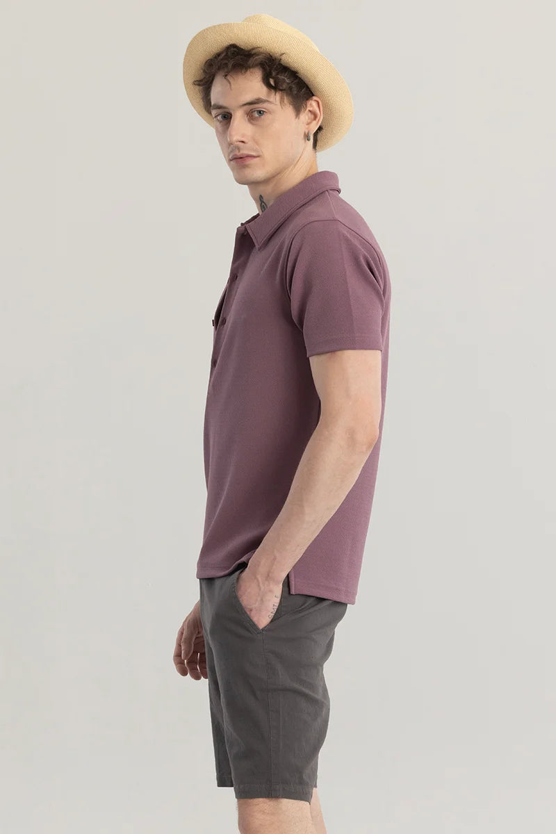 Poloshique Mauve Plain Polo T-Shirt