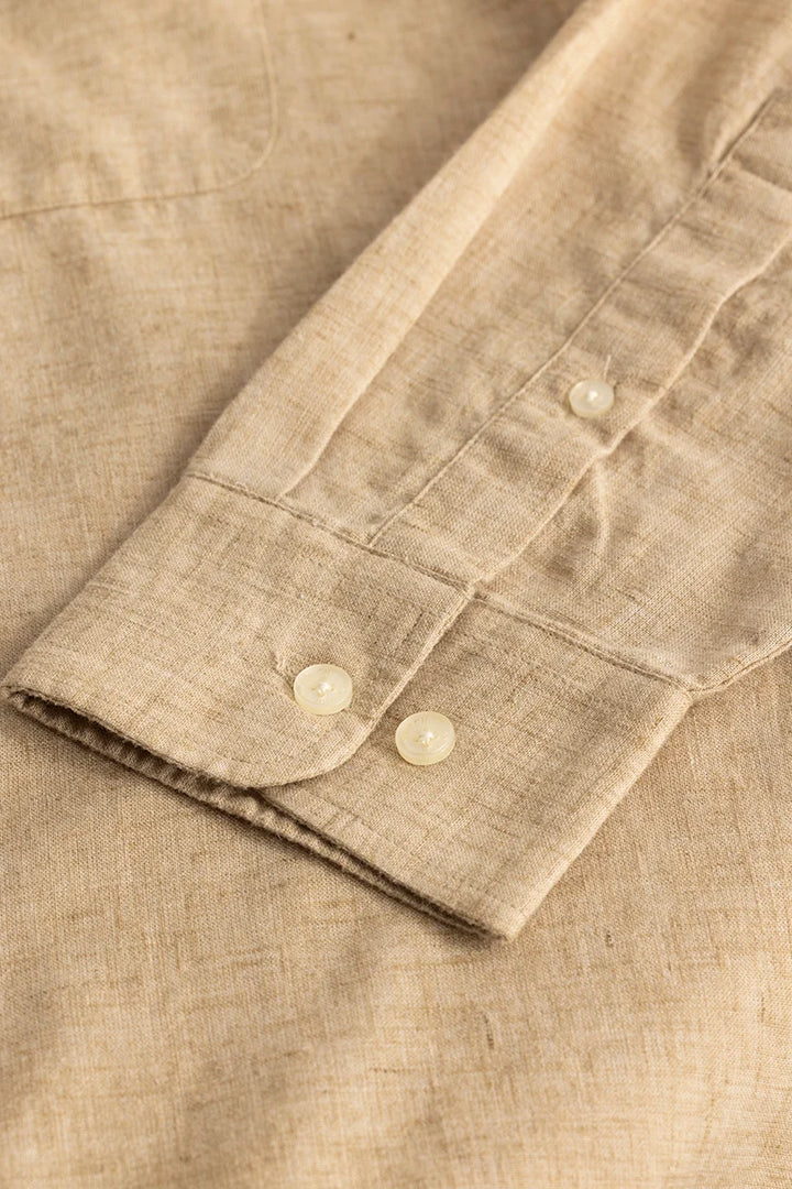 Beige Linen Blend Plus Size Shirt