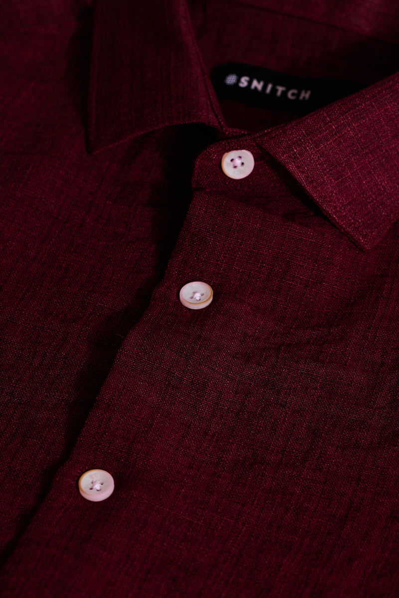 Maroon Textured Slim Fit Shirt