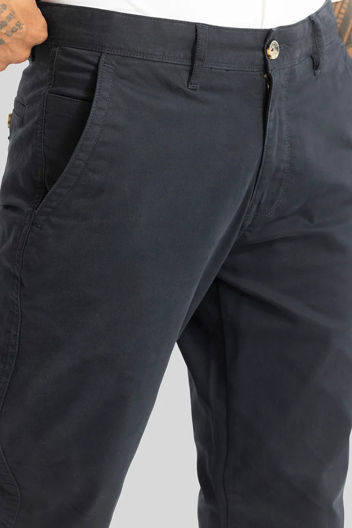 Astral Navy Plain Slim Fit Chinos