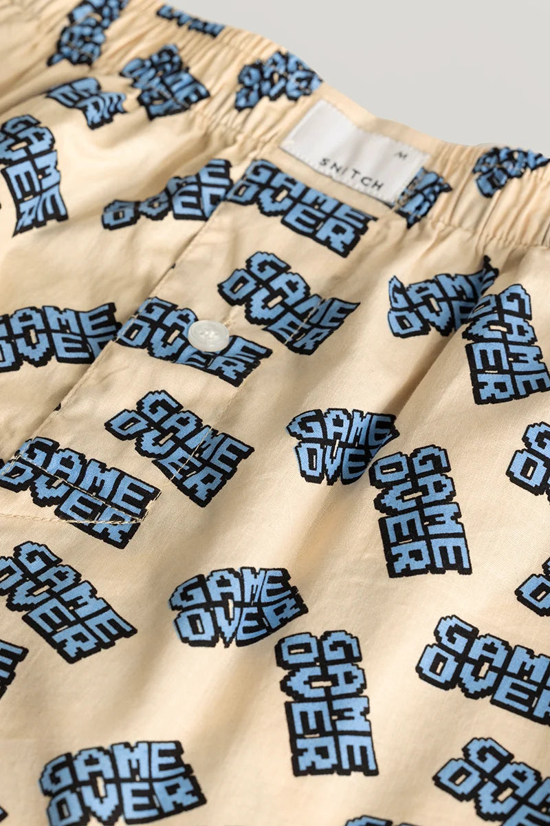 Game Over Cream Printed Boxers