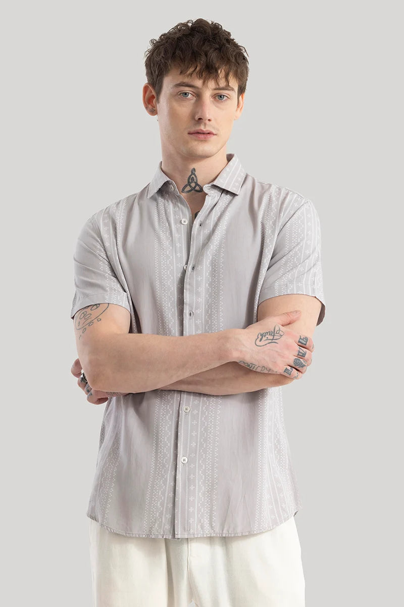 Kolam Light Grey Geometric Shirt